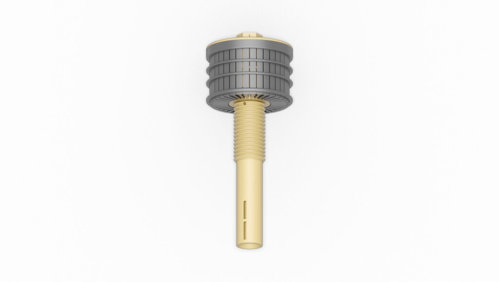 Filterdüse C1 mit M24 Gewinde und einem zylindrischen Design in Grau und Beige.