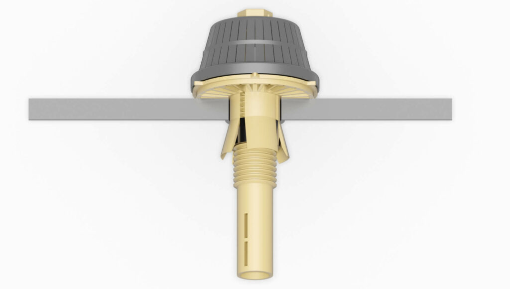 Filterdüse KSP 36x0.5 mit geöffneter Kappe, zeigt die innere Struktur und den Auslass.