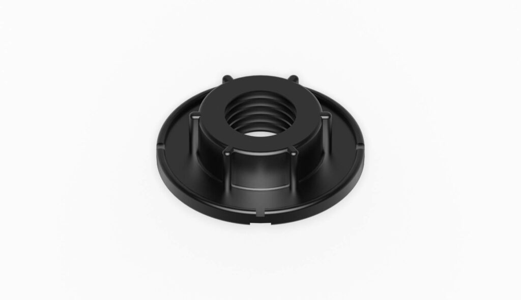 Schwarze Filterdüse mit einem Innengewinde für die Verwendung in verschiedenen Anwendungen.