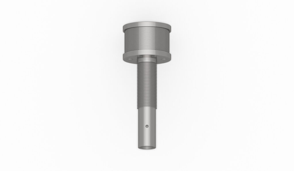 V20-0.2 Gewindefitting mit M20x1.5 Gewinde und einem Durchgangsloch für Flüssigkeitsdurchfluss.